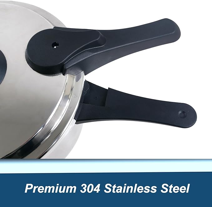 XINFU Heavy Duty 304 Stainless Steel Pressure Cooker 8.5 Quart, Serves 6-8, Standard and Fast Modes, Multi-Safety, Even-Heat Patented Base, Compatible with Gas, Electric, Ceramic and Induction Stoves