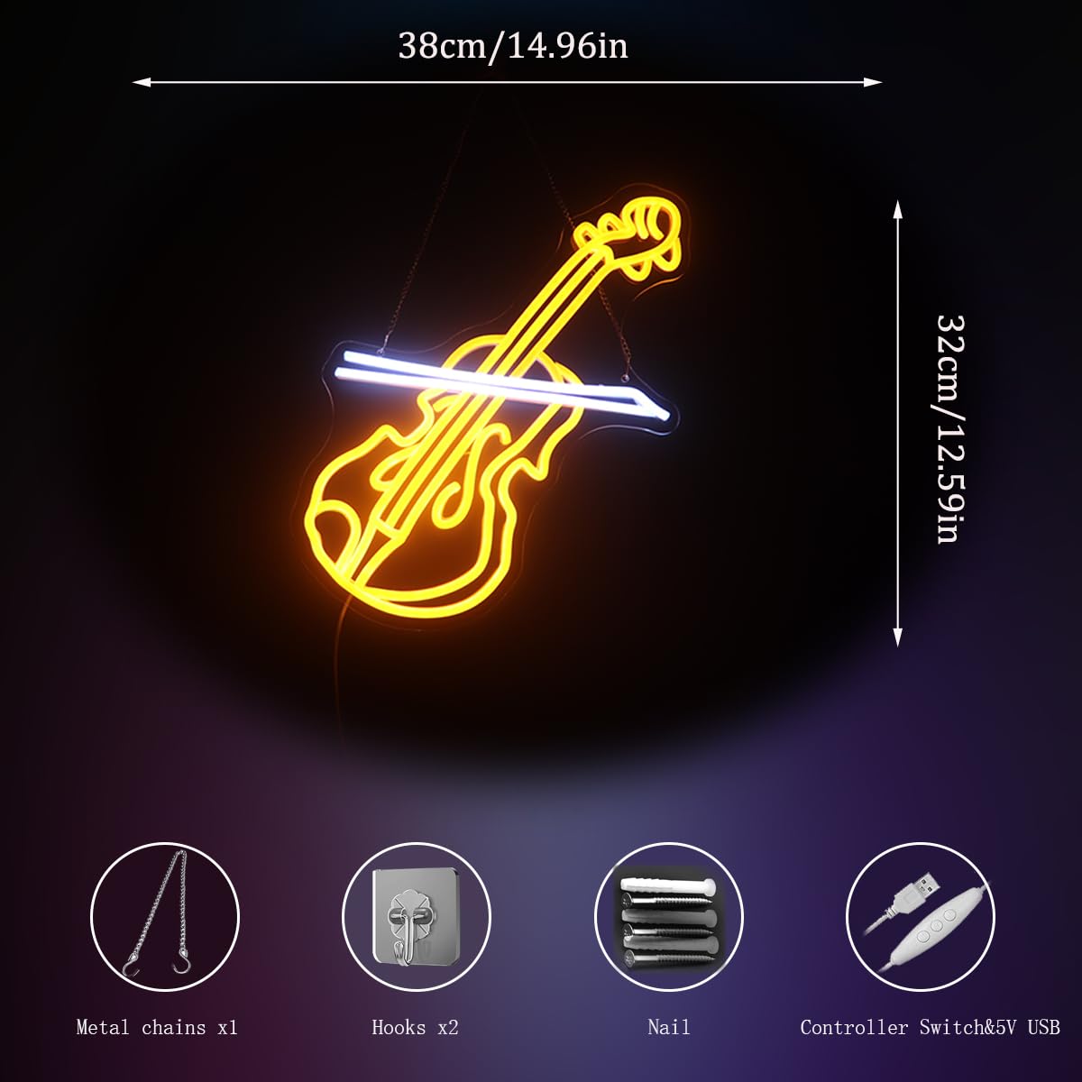 Violin Led Neon Sign  Music Player Neon Signs  Music Instrument Wall Room Bedroom Game Room Art Decor  Violin Enthusiasts Artist Neon Light Wall Art Christmas Birthday Gift