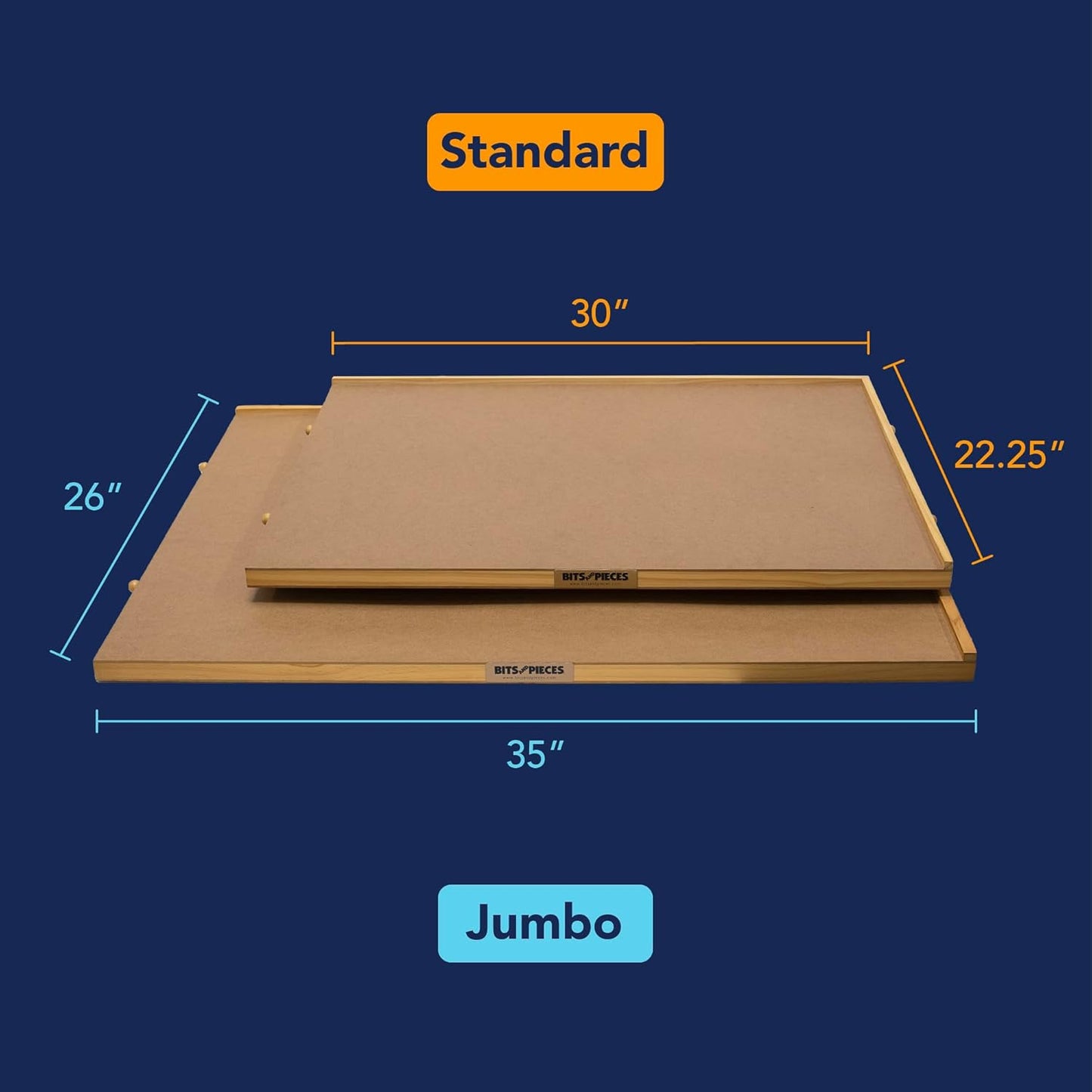 Bits and Pieces Rotating Puzzle Board with Drawers, Jigsaw Puzzle Board 1000 Pieces, 22 Inch x 30 Inch Spinning Wooden Tray Table with 4 Organizing Piece Sorting Trays, Portable, Easy Storage