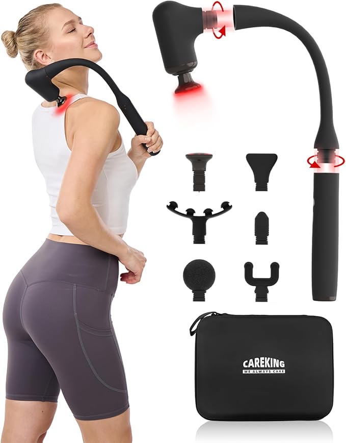 CAREKING Upgraded 2-in-1 Massage Gun with Heat, Pain Relief Deep Tissue Back and Neck Massager with Extension Handle, Hand...