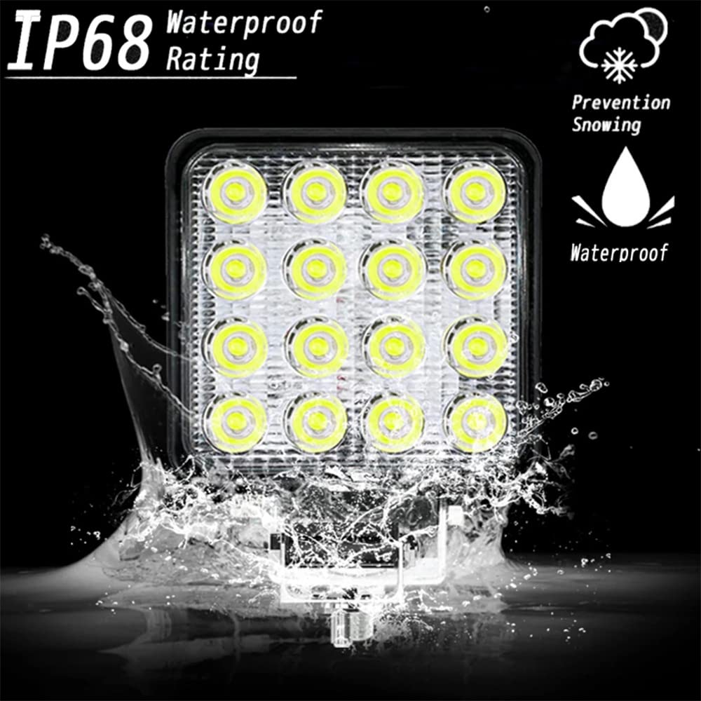 WINBANG LED Light Bar 48W Square Spot Work Light, 4 Inch, Aluminum, 2 pcs