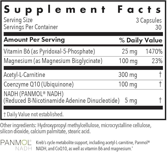 Allergy Research Group Mitochondrial Cofactors - Mitochondrial Supplements, CoQ10, Mitochondria Support with Cellular Energy Formula, Hypoallergenic, Vitamin B6 & Magnesium - 90 Vegetarian Capsules