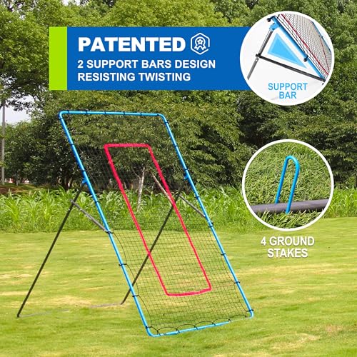JOLORLY 2-in-1 Volleyball Rebounder Net System, Adjustable from 7x4 ft to 4x4.5 ft, 4-Angle Bounce Back Net, Training Equi...