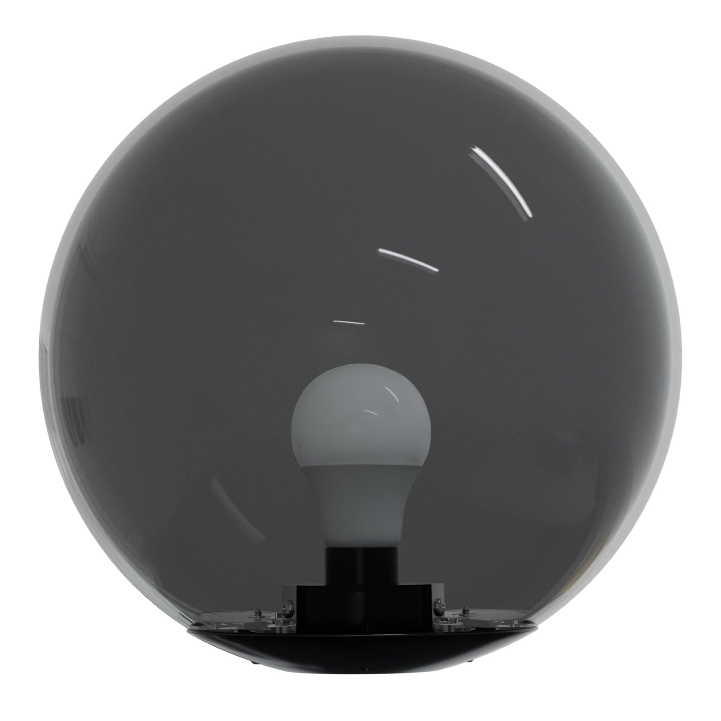 Kastlite 12 Outdoor Light Post Globe Combo  Fits 3 Posts - Neckless Smoke Acrylic Lamp Cover  Black Fitter Wing Clips  5000K Led Bulb - Driveway Yard Lamppost Lighting Fixture  Outdoor Pole Lights