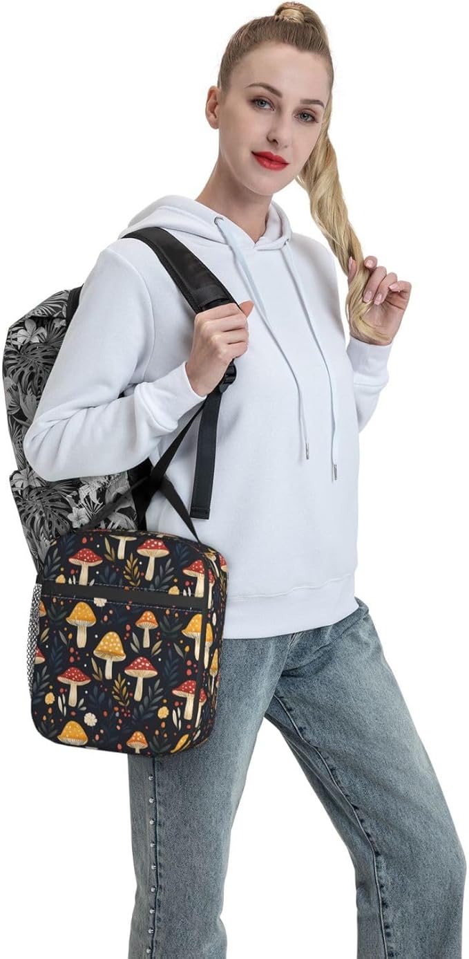 Mushroom Lunch Box for Women Kids Girls Insulated Lunch Bag Lunchbox Adults Lunch Tote Bags Reusable Cooler for Work Office School Picnic Travel