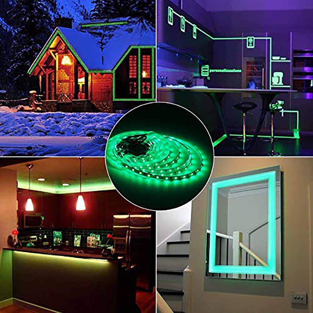 Velain 12V LED Strip Light, 16.4ft Waterproof Flexible Rope Light, 300 LEDs SMD5050, Green
