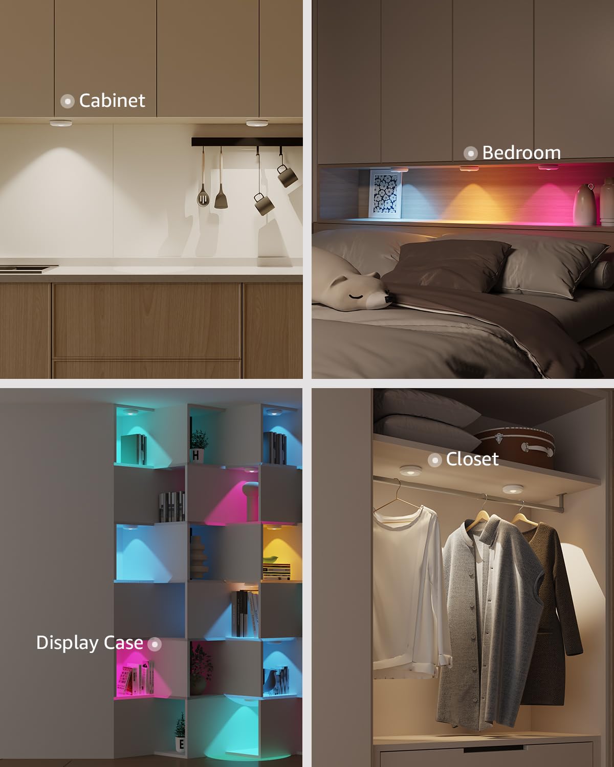 Rechargeable Rgb Puck Lights With Remote  2400Mah Battery Touch Light Magnetic Push Tap Lights Wireless Color Changing Led Under Cabinet Lighting  Sitck On Light For Kitchen  Closet  Pantry  Shelves