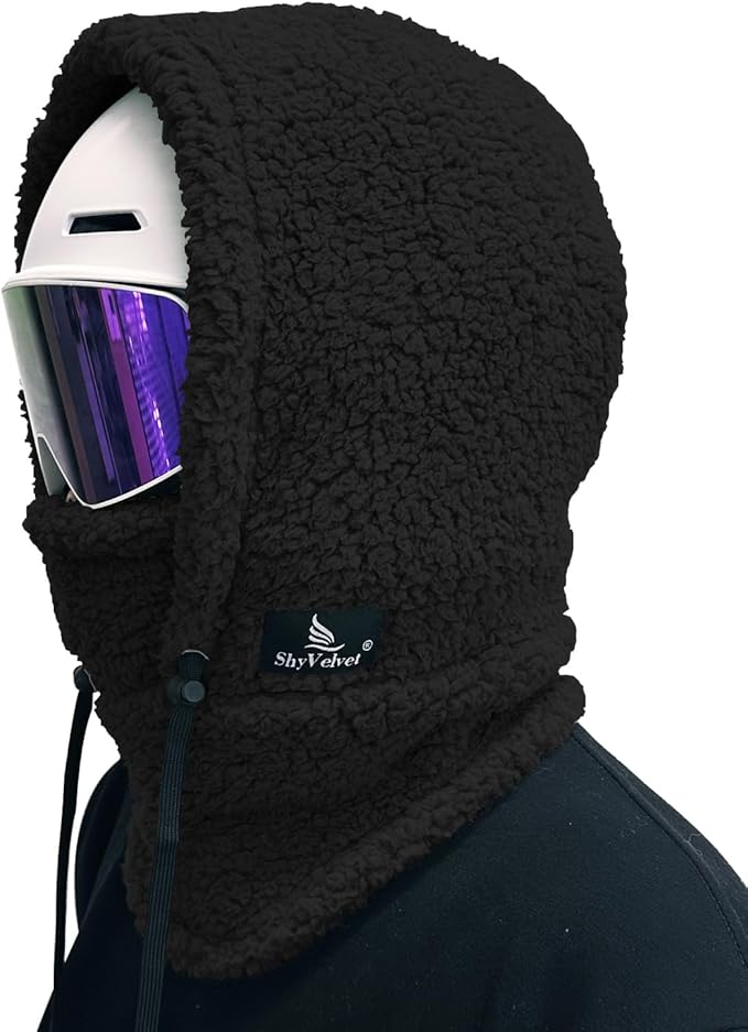 Shy Velvet Sherpa Hood Ski Mask Wind-Resistant Balaclava Winter Fleece Ski Mask for Men and Women