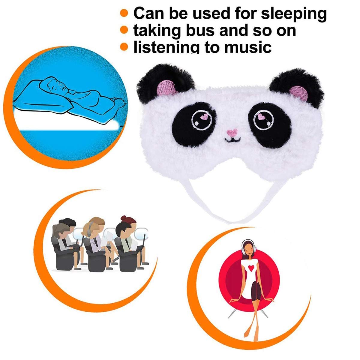 Ulbemoll Cute Panda Sleeping Mask, Soft Fluffy Plush Blindfold Funny Novelty Animal Sleep Mask Eye Cover Eyeshade for Kids Girls Boys Women Men Night Nap Travel Meditation (Black & White, Panda)