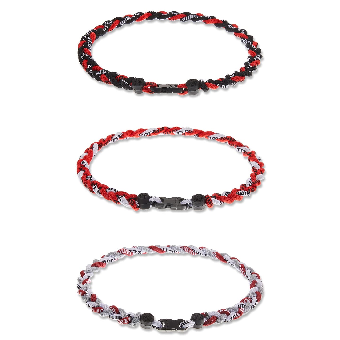 Junkin 12 Pcs Baseball Necklaces Three Braided Rope Titanium Necklace for Team Gifts Boys Men Player Softball Fans Sports (Styli