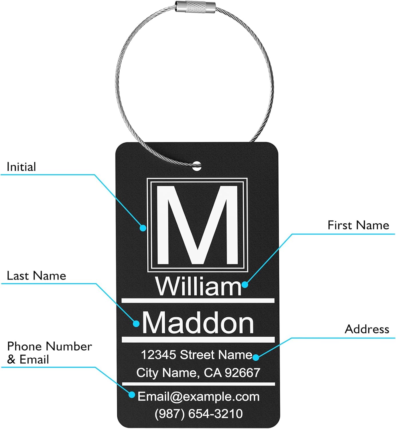 Luggage Tags for Suitcase - Personalized Engraved Metal Tag for Cruise Travel - Custom Name Tags Suitable for Bags and Backpacks Oranges