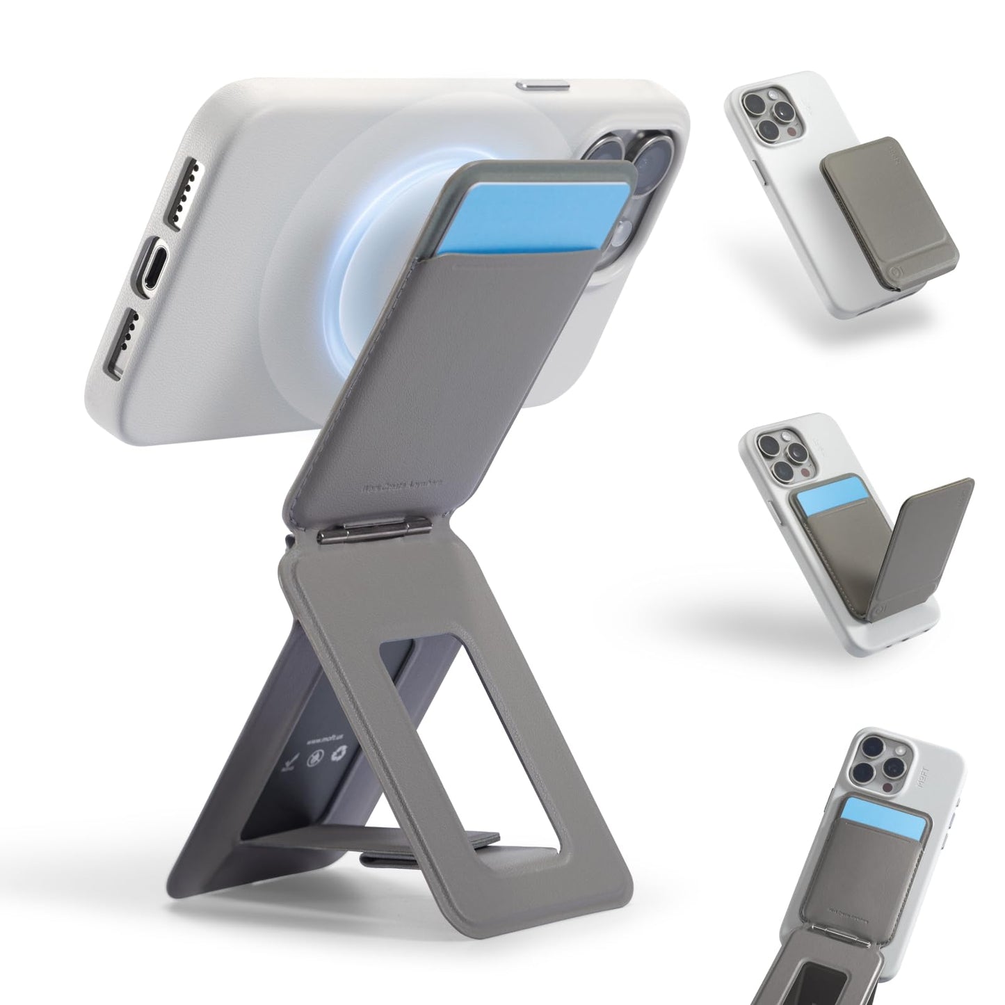Moft Phone Tripod Wallet, 3 In 1 Phone Stand Magsafe, Nfc-Supported Magnetic Phone Wallet, Movas Vegan Leather Adjustable Card H