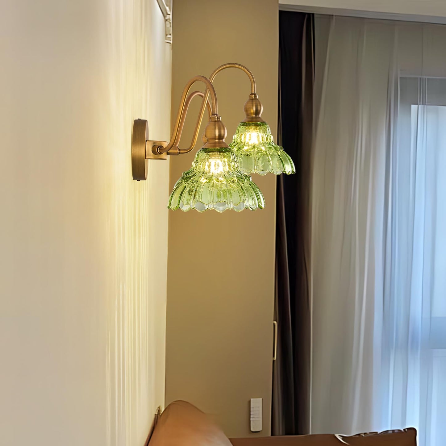 Tlolgt Vintage Bathroom Vanity Light 3-Light Bedroom Vanity Lighting Fixtures Green Wall Sconces For Living Room Hallway Dining Room Kitchen