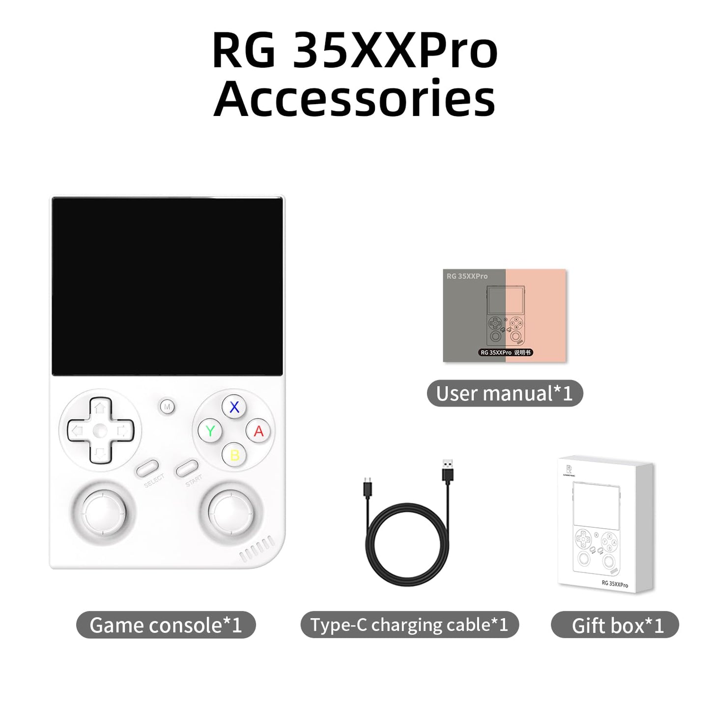RG35XX Pro Handheld Game Consoles RG35XXPro Retro Gaming Console with 64GB Card 4353 Games Video Game Console Linux 64 Portable Pocket Arcade Support 30+ Simulators WiFi Bluetooth HD Output White