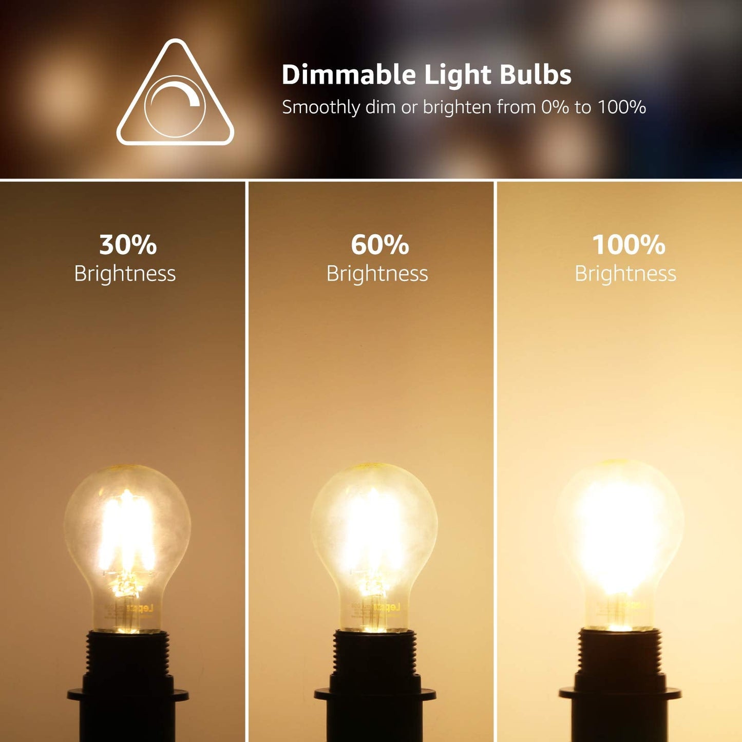 Lepro Vintage Dimmable Led Bulbs, 8W 800Lm, 60W Equivalent, A19 Shape, E26 Base, Pack Of 5, Warm White, Classic Glass