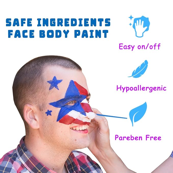 Bowitzki Face and Body Paint 2oz Cream Makeup 60ml Water Based Face Painting Special Effects For Adults Children Kids Halloween Christmas Party Stage Cosplay (Red)