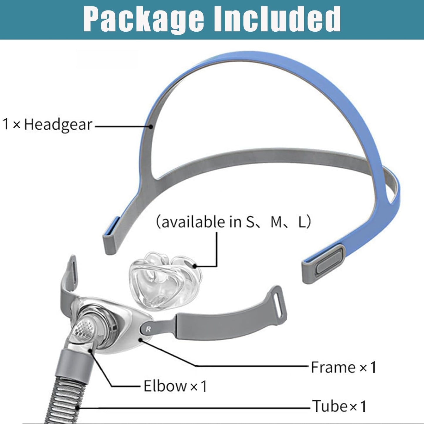 TBOSKOE CPAP Nasal Mask with Heargear and Nasal Pillow, Model P2 Full CPAP Accessories Set Design for 22mm Machine, Not Adpt P10