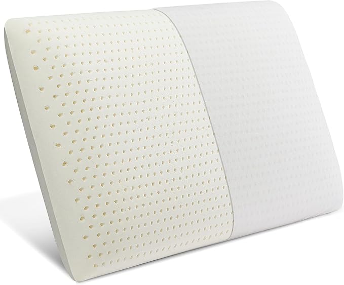 Latex Pillow, 100% Talalay Natural Latex Pillow, Soft Sleeping Bed Pillows with Cotton Cover, Queen Size, Perfect for Side/Back Pain, Stomach, Neck, Stress Relief