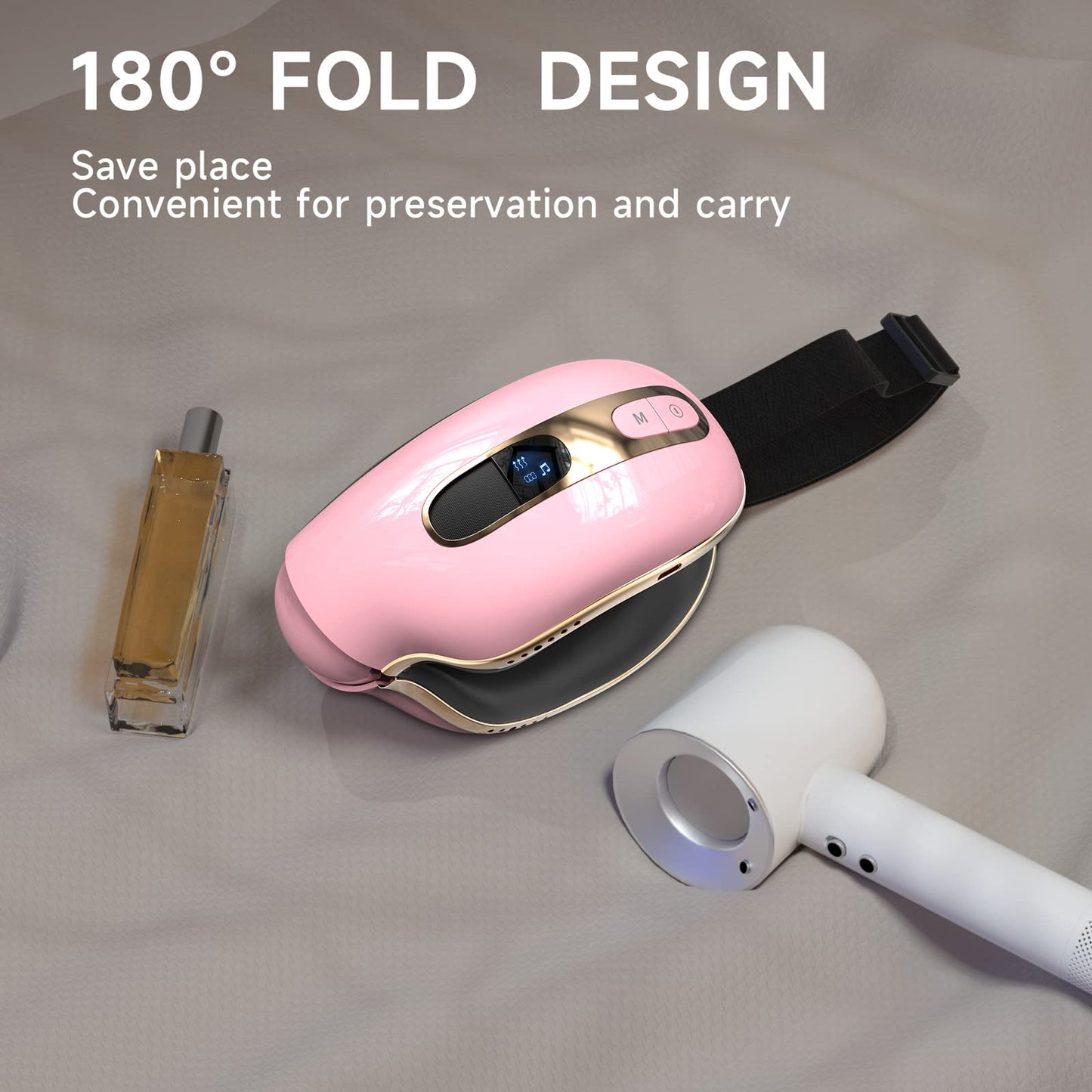 fmlave Eye Massager with Heat and Coolling for Migraines, Dry Eyes, Eye Strains, Eye Massager Mask Heat Cold Tech Bluetooth Music for Sleeping Birthday Gifts for Women Men