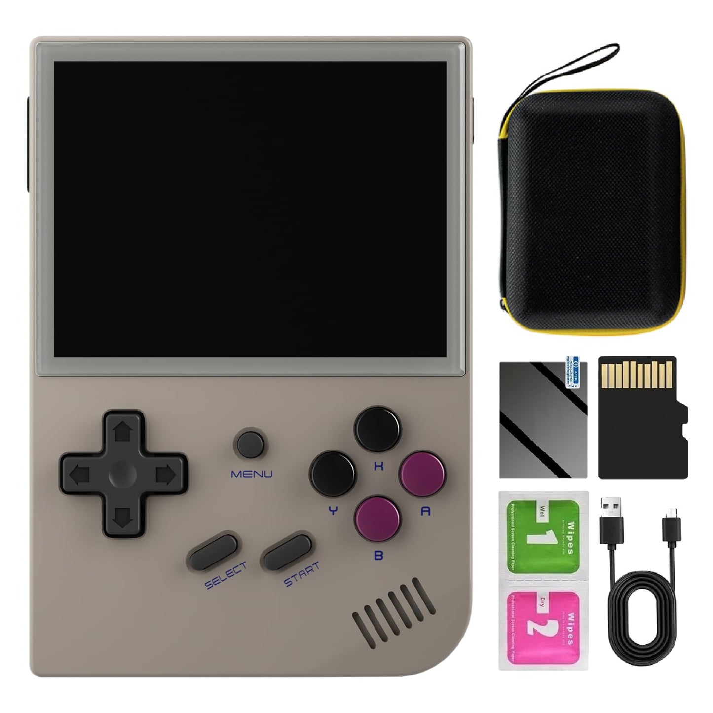 RG35XX 2024 New Updated Version Retro Handheld Game Console, 3.5 Inch IPS Screen Built-in 5500 Games Linux System, Support Gamepad and HDMI TV Output (Gray, with Portable Bag)