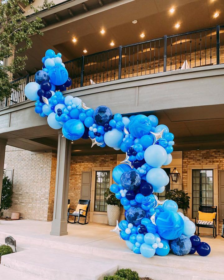 Bezente Blue Balloons Set,60pcs 12 inch Metallic Blue Pearl Blue Navy Blue Pastel Blue Latex Balloons Kit for Birthday,Bab...