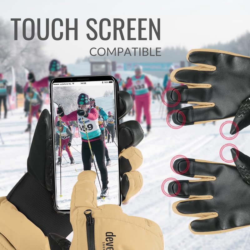 devembr Snowboarding Gloves with Wrist Guards, Ski Gloves Touchscreen