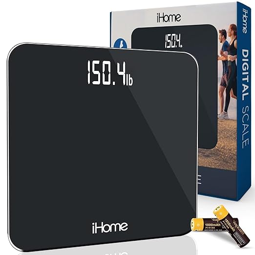 iHome Digital Scale, Bathroom Scale, Batteries Included, Scale Body Weight, Weight Scale, Bathroom Scales for Weight, Digi...