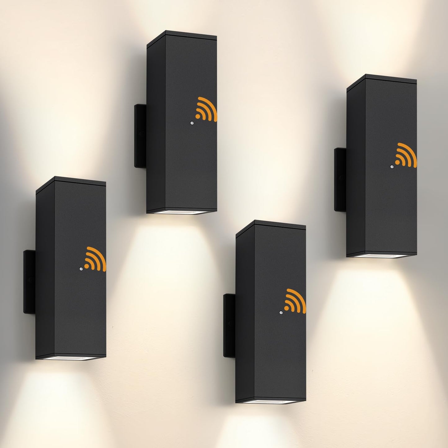 Dusk To Dawn Outdoor Lighting  Led Square Up And Down Outdoor Sconce Lights  Matte Black Exterior Lighting Fixtures With 7W Led Bulbs  Front Porch Lights For House  Garage  Patio  Doorway  4 Pack