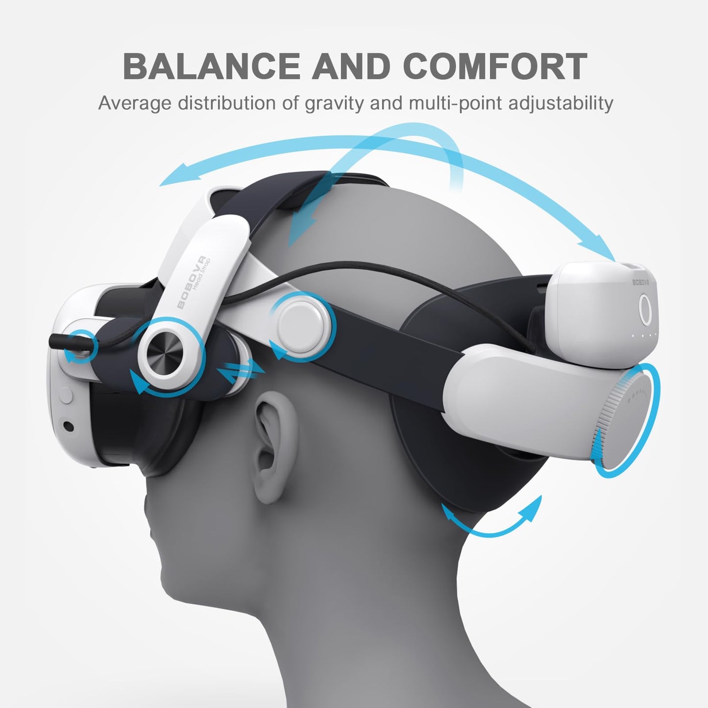 BOBOVR M3 Pro Battery Pack Head Strap Accessories, Compatible with Meta Quest 3/Quest 3S,Reduce Facial Stress,Magnetic Battery Swap Design