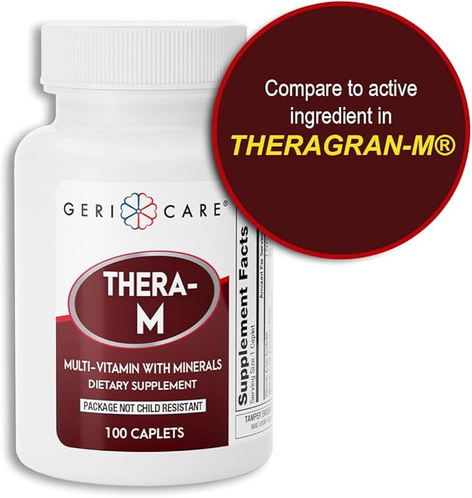 GeriCare Thera High Potency Multivitamin with Minerals, Nutritional Supplement Caplets, 100 Count (Pack of 2)