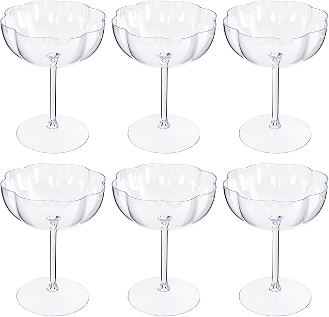 Ciaell 12PCS Plastic Martini Glasses - 10 Oz Elegant Disposable Cocktail Glasses for Champagne Wine Wedding Party Annivers...