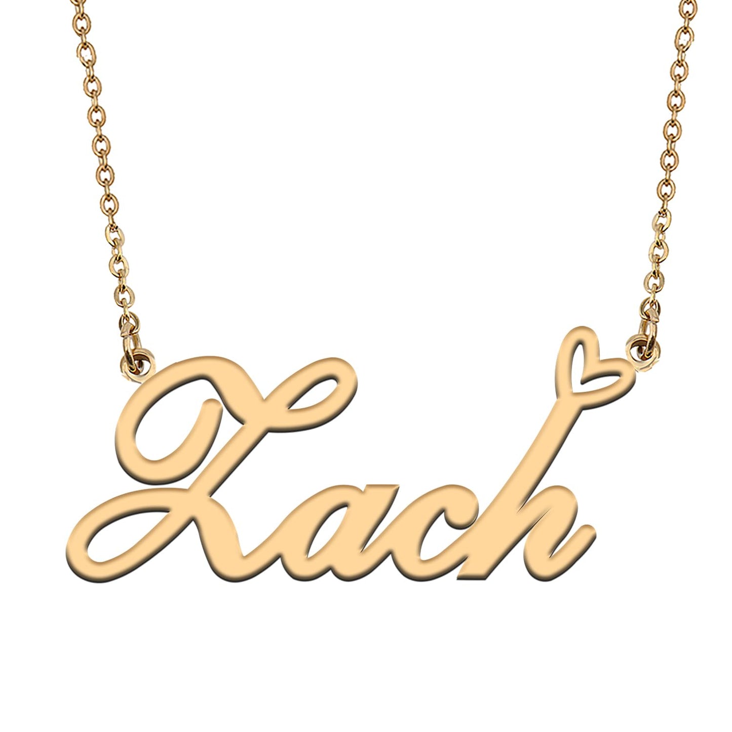 HUAN XUN Zach Name Necklace for Women 18k Plate Nameplate Custom Necklaces Charm Stainless Steel Jewelry Gifts for Family