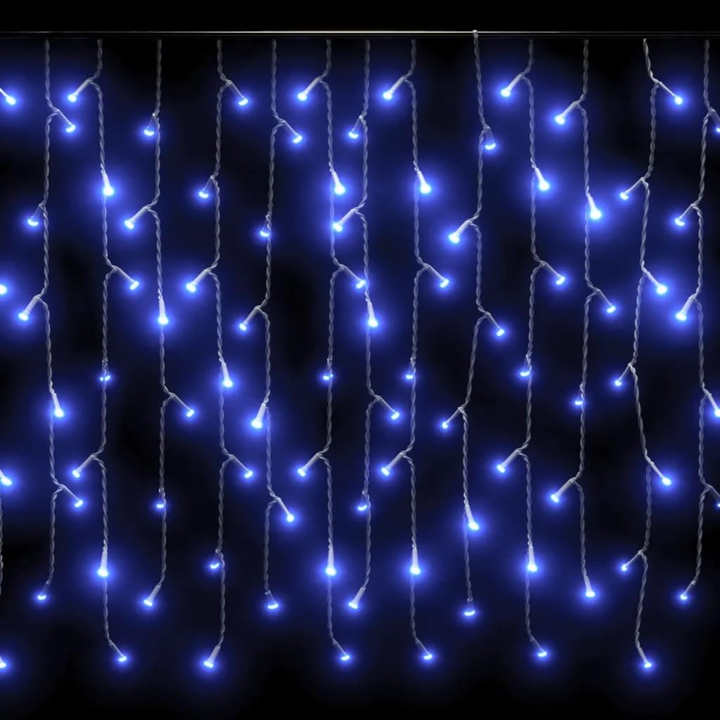 vidaXL LED Curtain Icicle Lights 400 LED Blue 8 Function 393.7in Plastic Model 328913