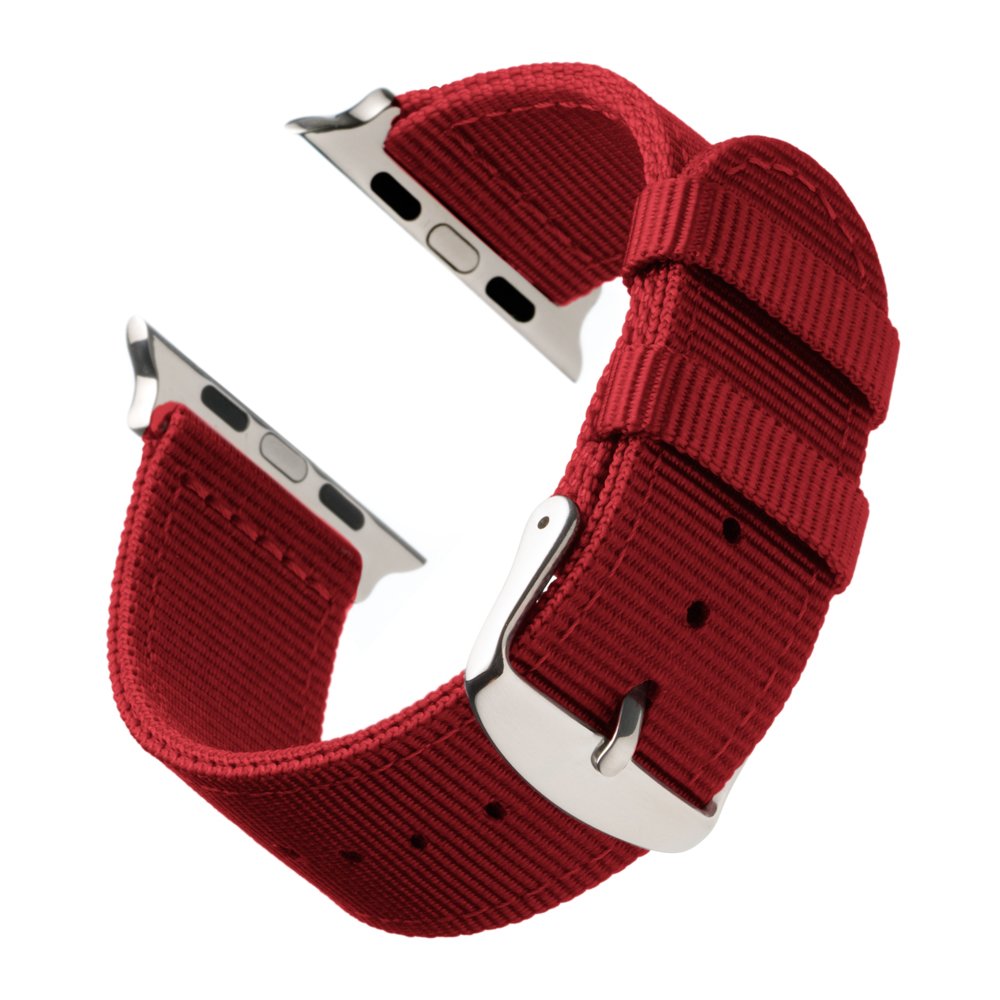 Archer Watch Straps - Premium Nylon Straps For Apple Watch (Red, Stainless, 44/45/46/49Mm)