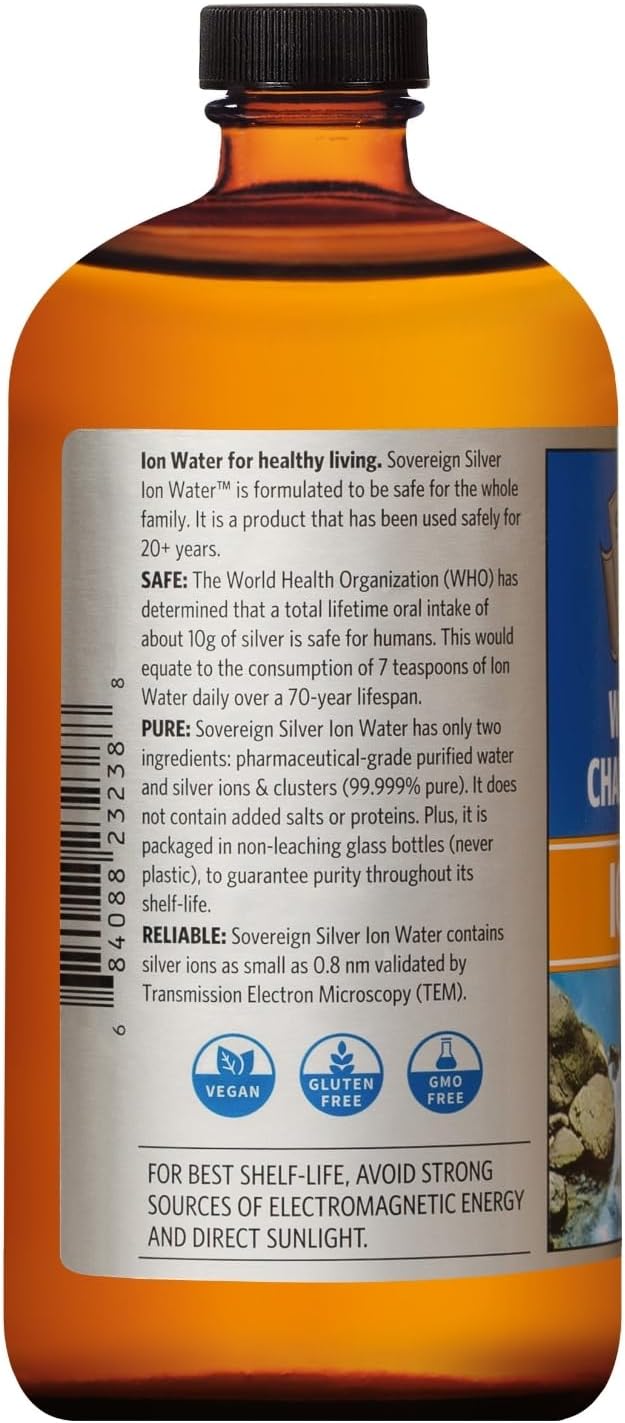 Sovereign Silver Bio-Active Silver Hydrosol for Immune Support, Colloidal-Silver Liquid, 10 ppm, 32oz (946mL) Family Size