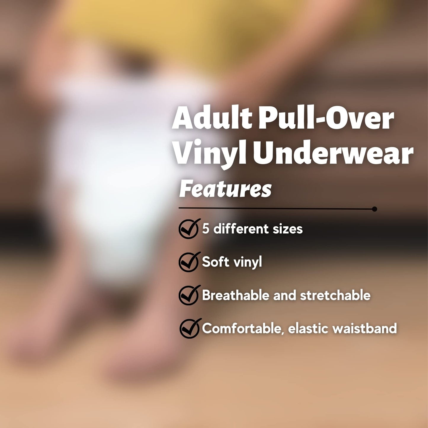 Adult Vinyl Waterproof Pull-On-Cover Incontinence Pants (This is not a Diaper) Extra Oversized Waterproof Underwear Protection to GO ON TOP of/Together with Diapers & Briefs as a Added Leak Resistance