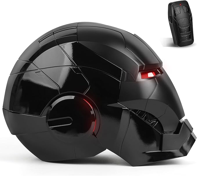 Iron Hero MK 5 Black Edition Helmet for Man – 1:1 Wearable Collectible with Voice, Touch & Remote Control, LED Eyes & Real...