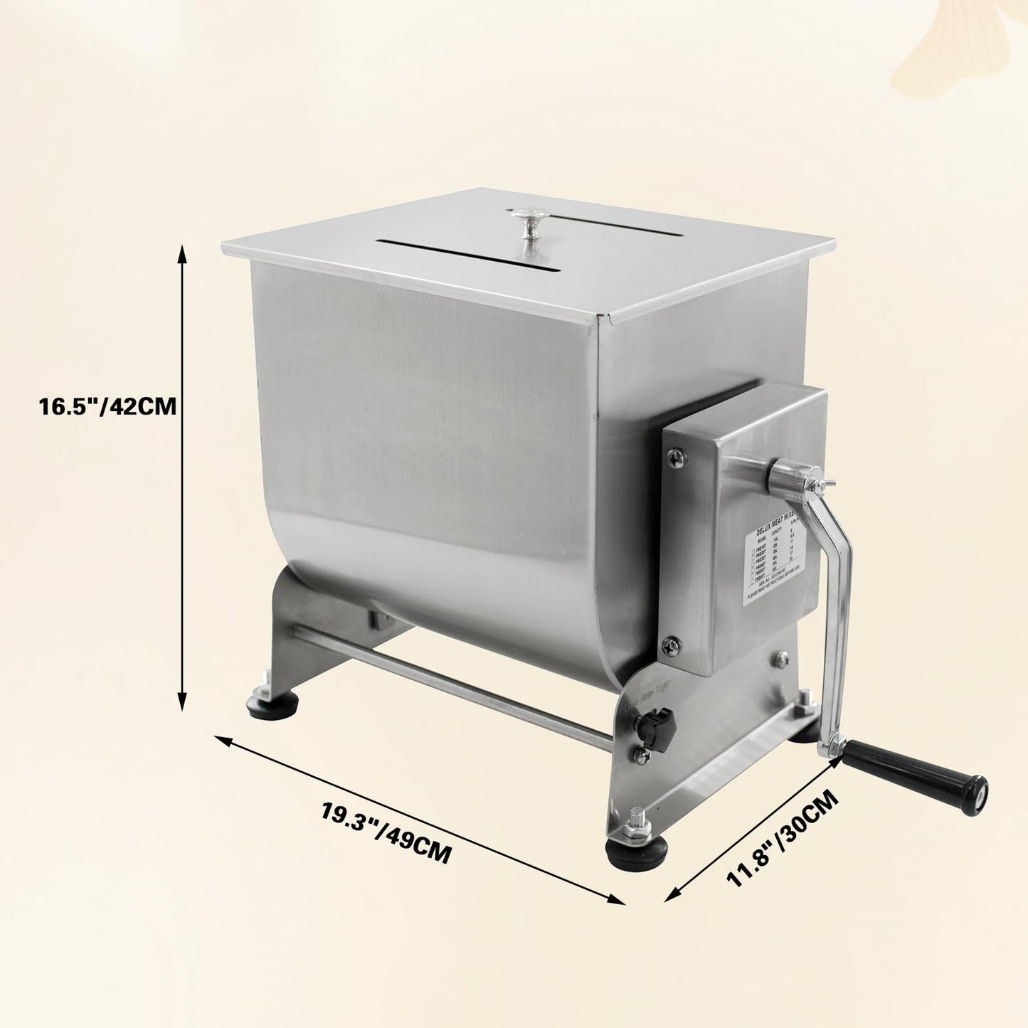 CLIVIA Manual Meat Mixer, 30 Pound Meat Mixer for Sausage, 30lbs Capacity Tilt Tank Sausage Mixer Stainless Steel Food Processer for Meat, Vegetable, Burger, Dumplings