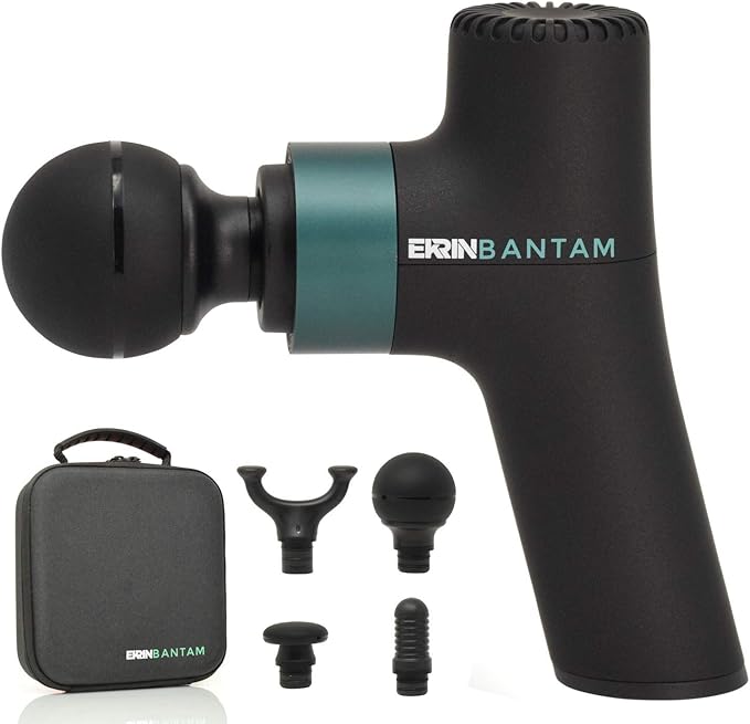 Ekrin Athletics Bantam Mini Massage Gun - Compact Deep Tissue Muscle Massager with Adjustable Speeds & 4 Attachments - Lon...
