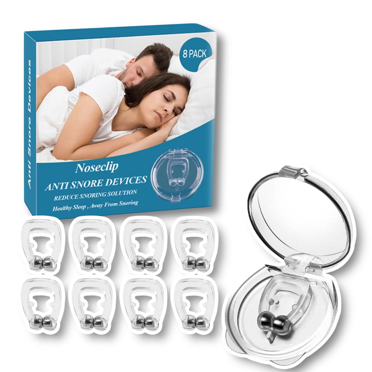 UGOOOSI 8 Pack Anti Snoring Devices, Silicone Magnetic Comfortable Snore Stopper, Snoring Solution for Men and Women, Individually Packaged, Reusable