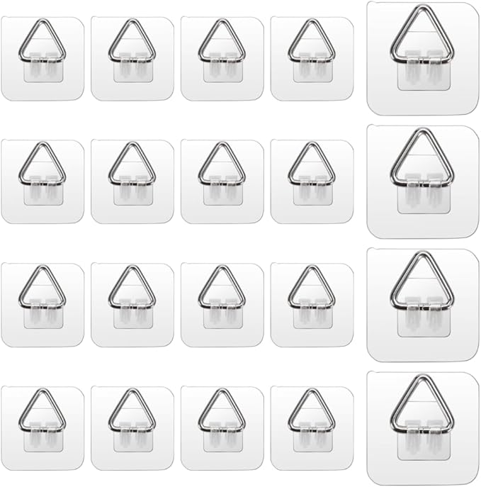 20PCS Vertical Adhesive Plate Holders, Heavy Duty Plastic Wall Hangers Invisible Plate Hooks for Plates Photo Frames Paintings and Art