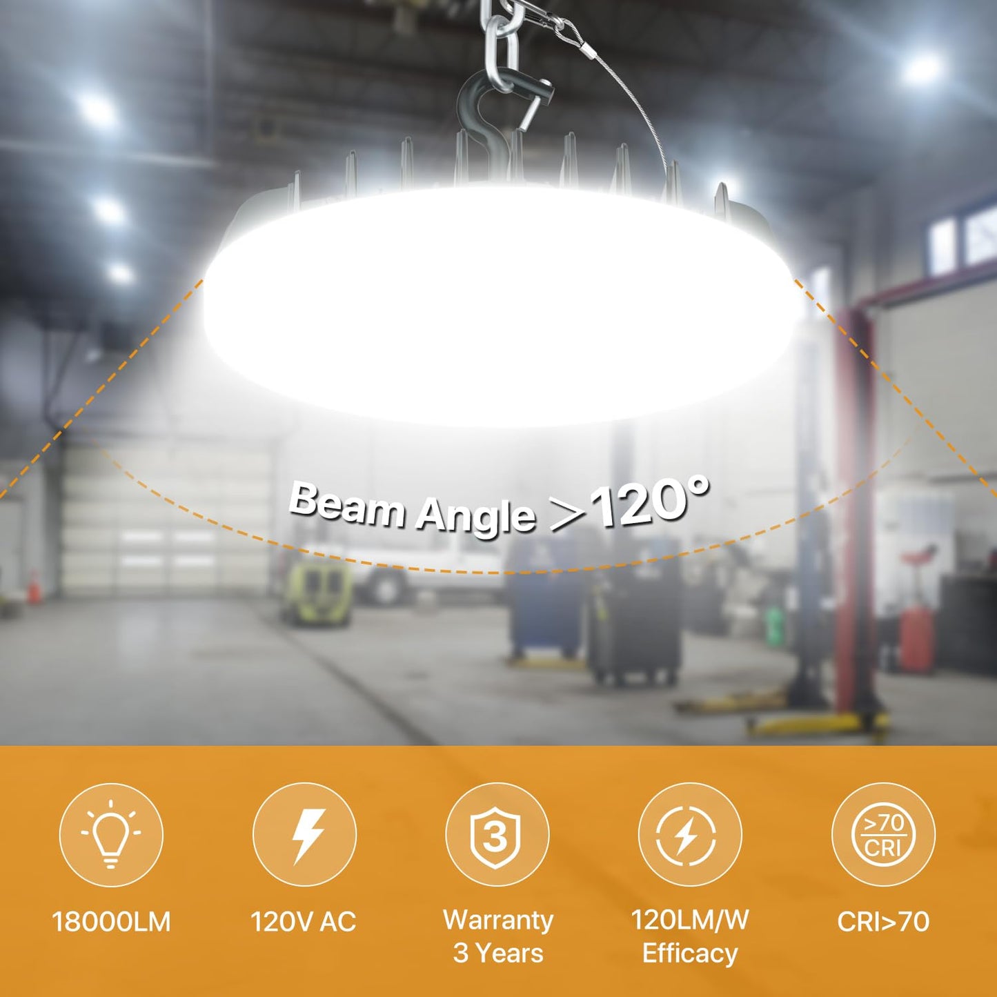DEMILARE LED Shop Lights High Bay 150W 18000LM IP65 Waterproof 3 CCT Adjustable Dimmable 4 Pack Black Model 1504s
