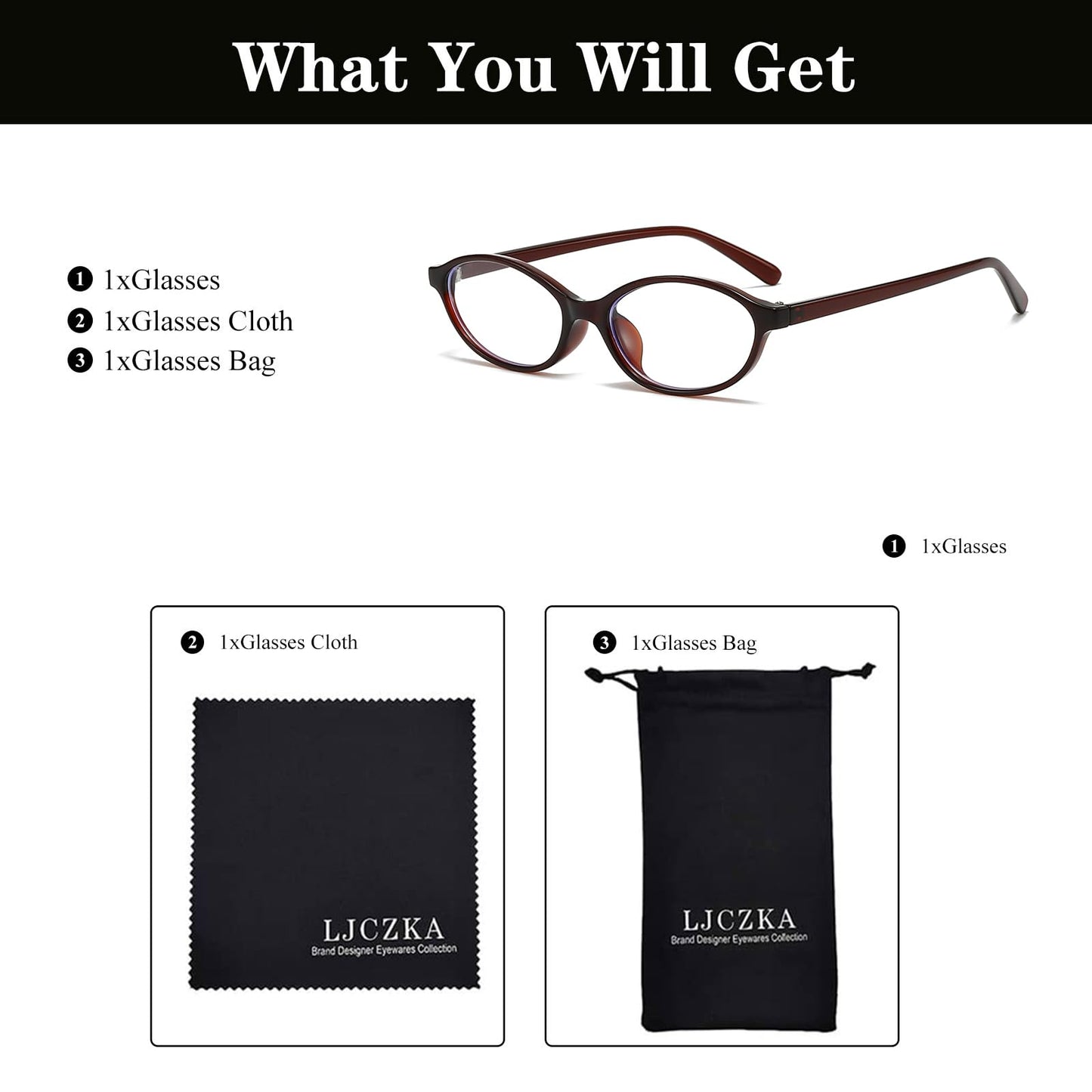 Ljczka Oval Blue Light Blocking Glasses For Women Men Retro Small Oval Frame Y2K Cat Eye Computer Eyeglasses Clear Lens (Dark Br
