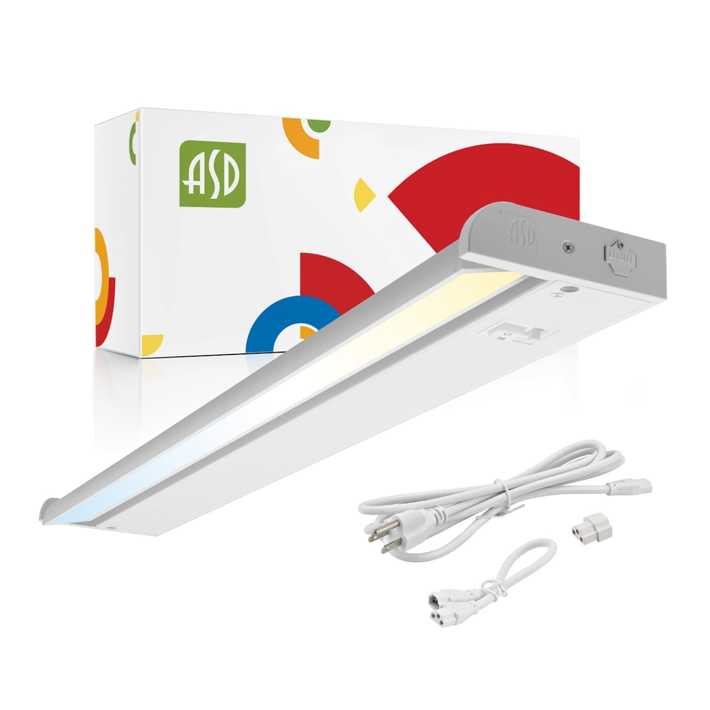 Asd Swivel Led Under Cabinet Lighting  24 Inch 12W  Hardwired Or Plug-In  2700K/3000K/4000K  Hi/Low Switch  Rotatable Lens  Dimmable Linkable Under Counter Light For Kitchen  Etl & Energy Star