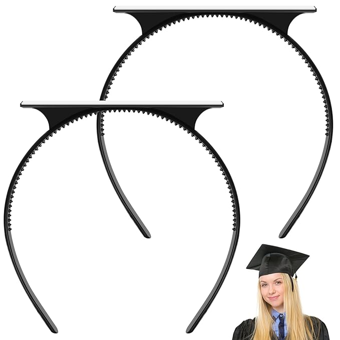 Phoncoo 2 Pack Graduation Cap Headband, Upgrade Grad Cap Headband Insert - Secures Your Graduation Caps and Keeps Hairstyle