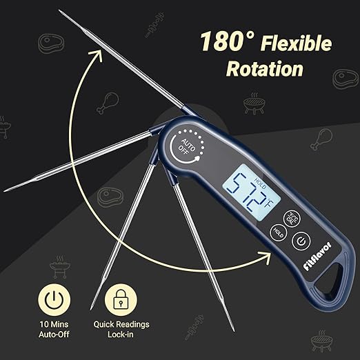 Instant Read Meat Thermometer Digital, 0.5S Instant Read Thermometer for Cooking Grill Candy Oil Food Meat Kitchen Baking BBQ, K Sensor Accuracy ±0.5°F Backlight Calibration Waterproof (11K-1)