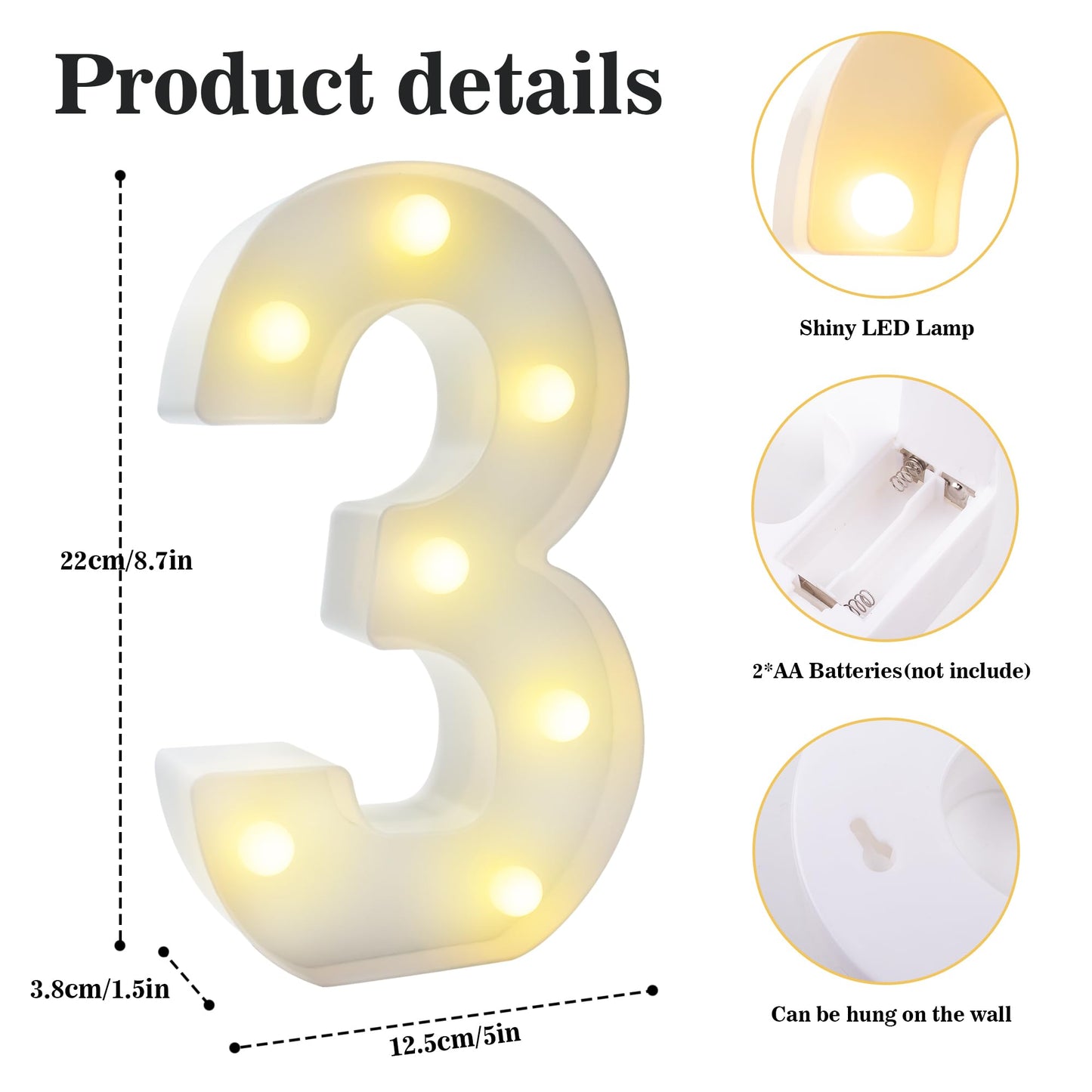 8.7In 30Th Birthday Decorations Gifts For Women Men  Light Up Number Decorative Sign For 30Th Birthday Wedding Work Anniversary Backdrop Table Wall Decor(Warm White)