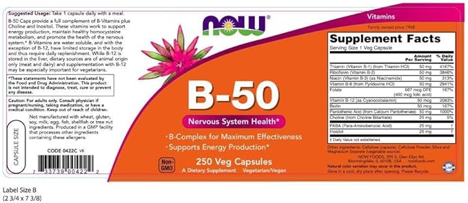 Now Foods, B-50, 250 Veg Capsules (pack of 2)