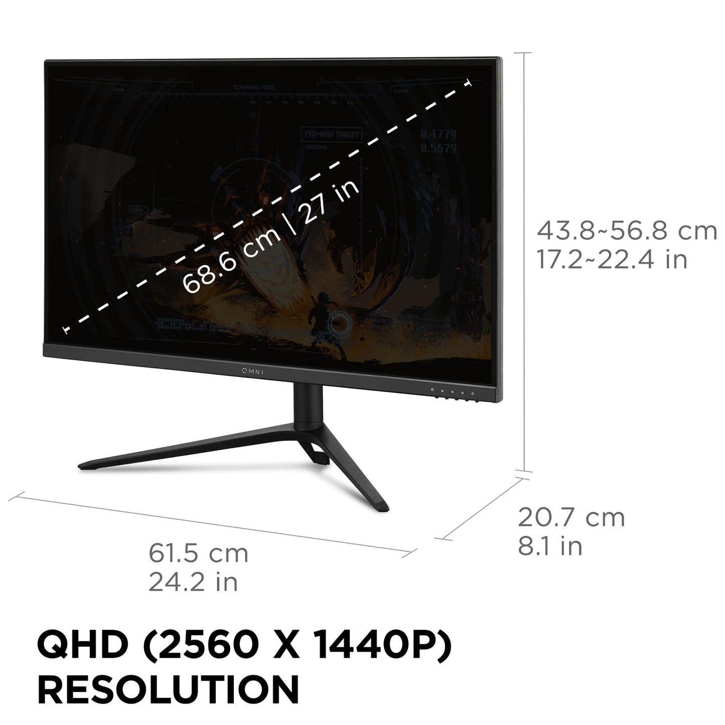 Viewsonic Vx2728J-2K 27 Inch Gaming Monitor 1440P 180Hz 0.5Ms Ips W/Freesync Premium, Advanced Ergonomics, Hdmi, And Displayport