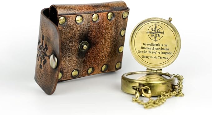 Handmade Antique Vintage Brass Compass | Exquisite Nautical Compass | Home Decor | Pocket Compass Gift for Every Occasion | Super7One
